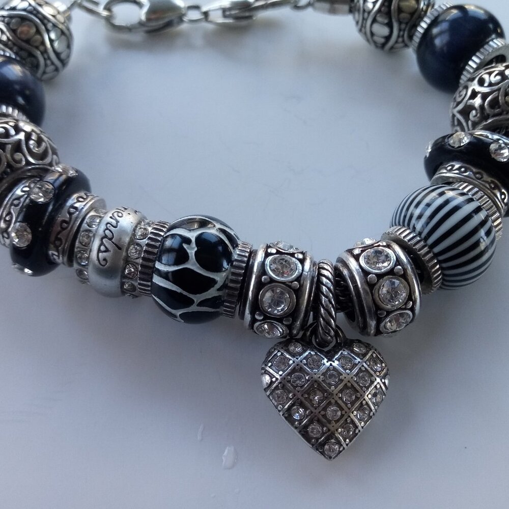 Brighton Black, Silver and Navy Beaded Charm Bracelet - Picture 3 of 7